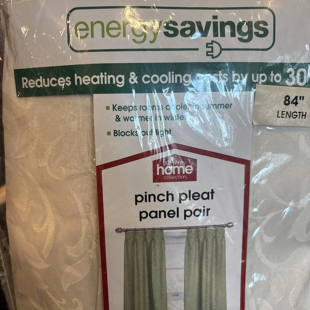 Vtg JC Penny Home Collection Deanna Pinch Pleat Ivory Panel Pair Curtain 75
